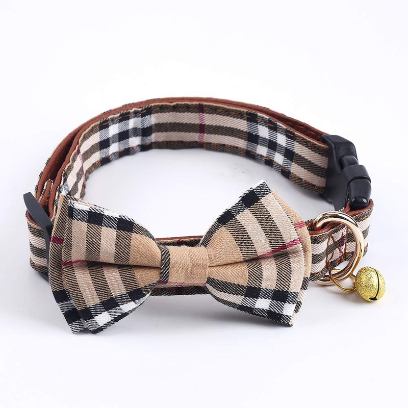 SuperBuddy Dog Collar, Adjustable Dog Collar with Bowtie, Pet Collar for Dog Soft Bowtie Dog Collars for Small Medium Large Pet S Beige - BeesActive Australia