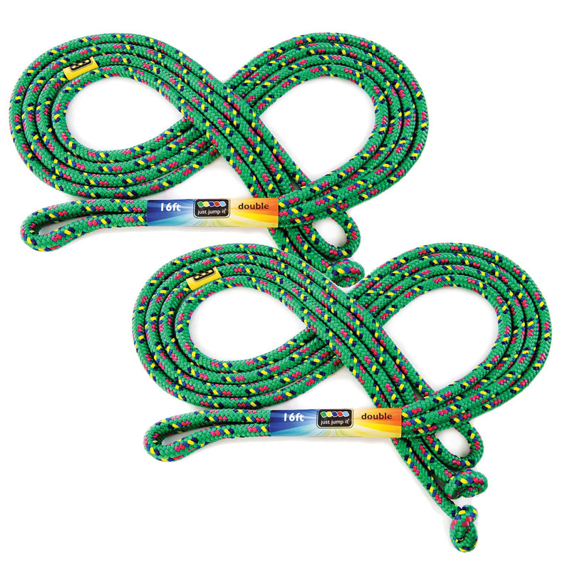Just Jump It 16' Foot Jump Rope 2 Pack - Long Jump Ropes for Double Dutch - Outdoor Jump Ropes for Kids and Adults to Play Family Games & Exercise Green Confetti