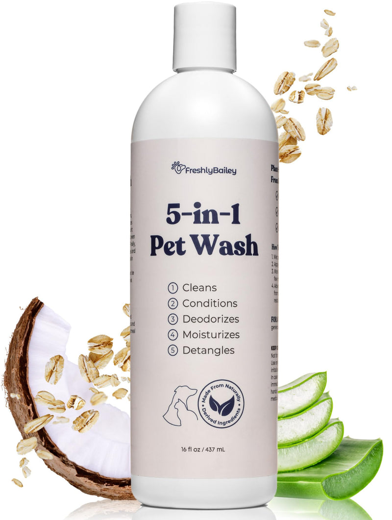 Dog and Cat Shampoo and Conditioner for Dogs and Cats - Best 5 in 1 Fresh Pet Wash - Natural Ingredients Perfect for Sensitive Skin - Cleans, Conditions, Detangles, and Moisturizes - 16OZ - BeesActive Australia