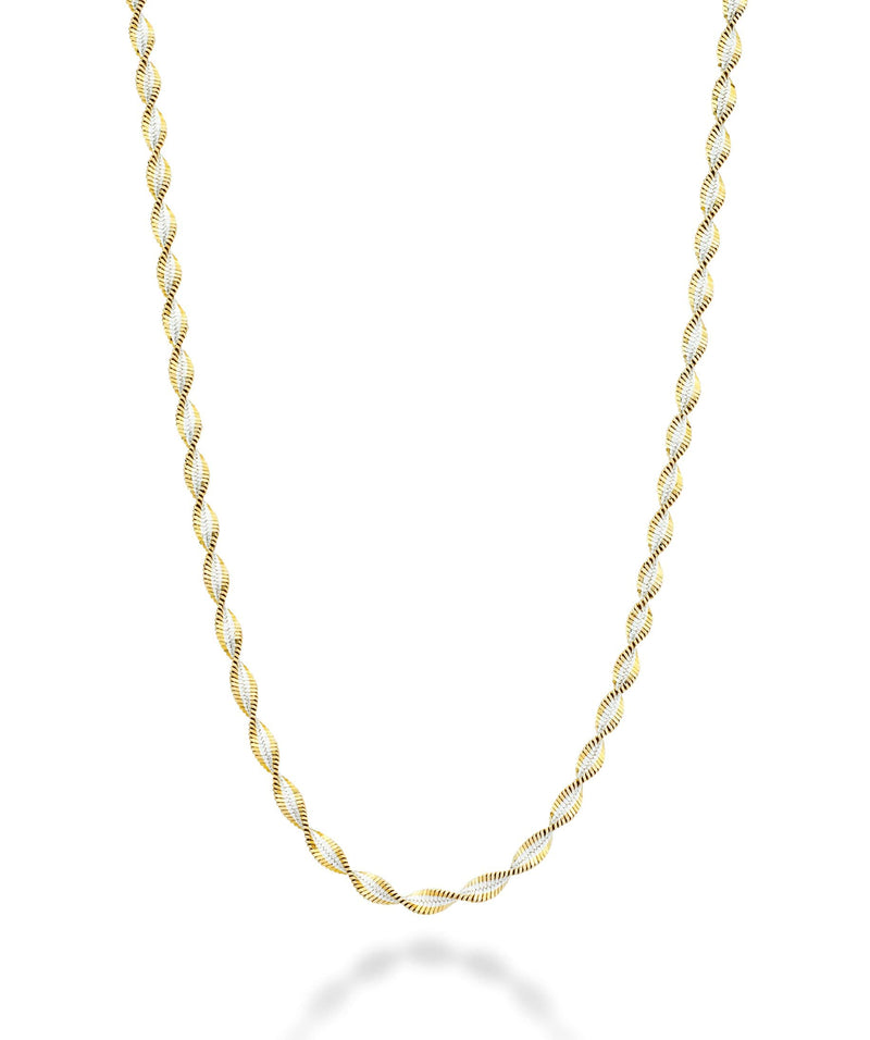 Miabella 925 Sterling Silver Italian Solid 2.5mm Two-Tone Twisted Herringbone Chain Necklace for Women Necklace Made in Italy Length 20 Inches - BeesActive Australia