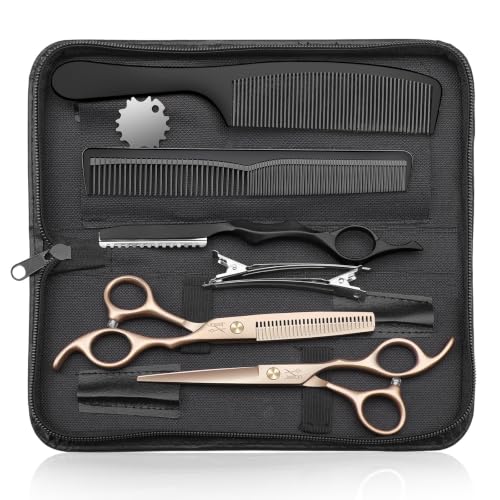 JASON Hair Cutting Scissors Set - 10-Piece Thinning Shears RoseGold 6"