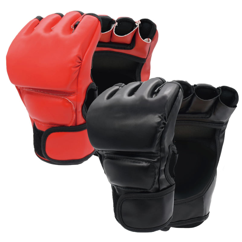 2 Pairs Boxing Gloves Kickboxing Gloves for Men Women Beginner Professional Shockproof Leather Sparring Training Gloves Set MMA Gloves BlackRed