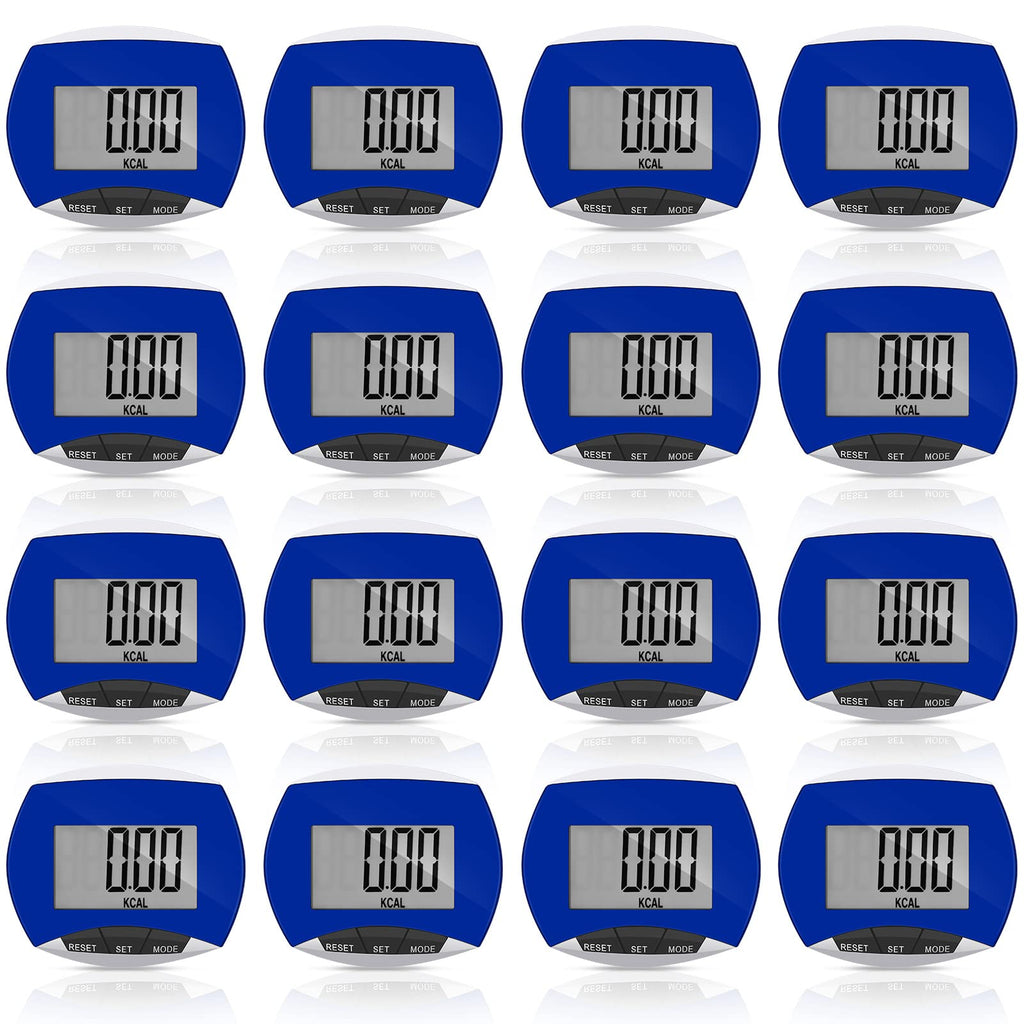 16 Pieces Blue Pedometer Step Counter Walking Running Pedometer Portable LCD Pedometer with Calories Burned and Steps Counting for Jogging Hiking Running Walking - BeesActive Australia