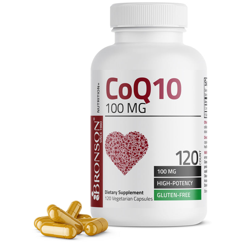 Bronson CoQ10 100 mg (Ubiquinone), High Potency, 120 Vegetarian Capsules | Cellular Energy & Heart Health Support, Powerful Antioxidant, Vegan & Gluten-Free 120 Count (Pack of 1)