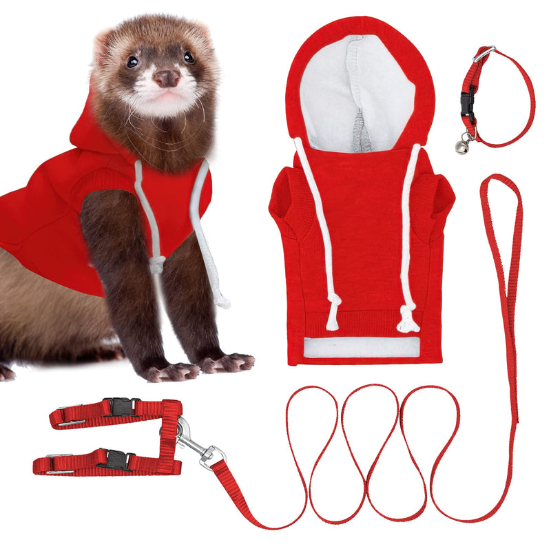 Red Ferret Sweater, Harness, and Leash Set - Ferret Clothes- Ferret Accessories - Clothes for Ferrets - Ferret Stuff - Hoodies for Ferrets - Ferret Accessories red - BeesActive Australia