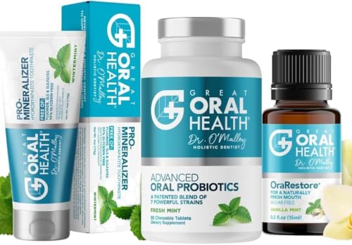 Great Oral Health Dentist Formulated Trio Bundle - Remineralizer Nano-Hydroxyapatite Wintermint Toothpaste - Mint Oral Probiotics for a Healthy microbiome- OraRestore Oral Health Essential Oil Blend
