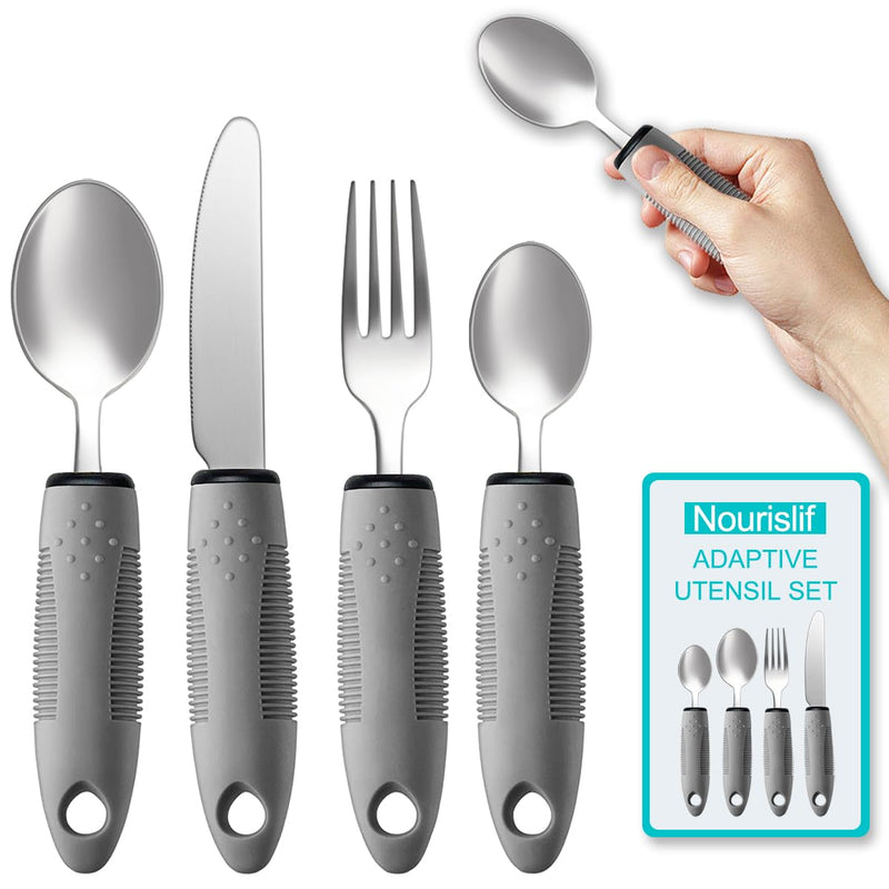 Adaptive Utensils, Adaptive Utensils 4pcs for Hand Tremors,Elderly, Arthritis,Parkinsons-Built Up Utensils for Adults–Easy Grip Aids Handle–2.5oz Each Weighted Silverware for Hand Tremors - BeesActive Australia