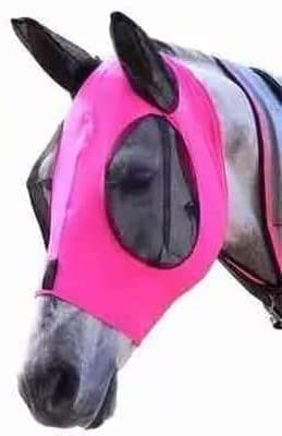 MedTool Horse Fly Flying Mask Ears Full Face Mesh Protection Anti-UV Mosquito Insect (Pink)