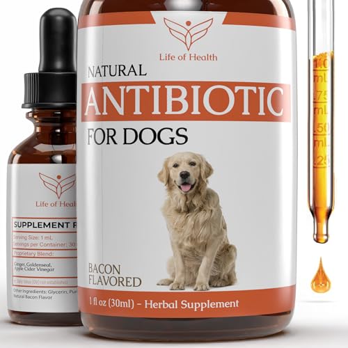 Natural Antibiotics for Dogs - Dog Antibiotics - Dog Ear Infection Treatment - Yeast Infection Treatment for Dogs - Dog Antibiotic - 1 fl oz - Bacon Flavor