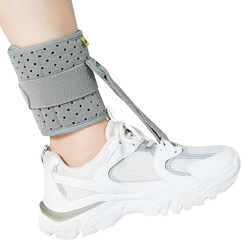 Tenbon Ankle Support Drop Foot Brace Orthosis - Comfort Cushioned Adjustable Wrap Compression For Improved Walking Gait, Prevents Cramps Ankle Sprains (Gray) Gray