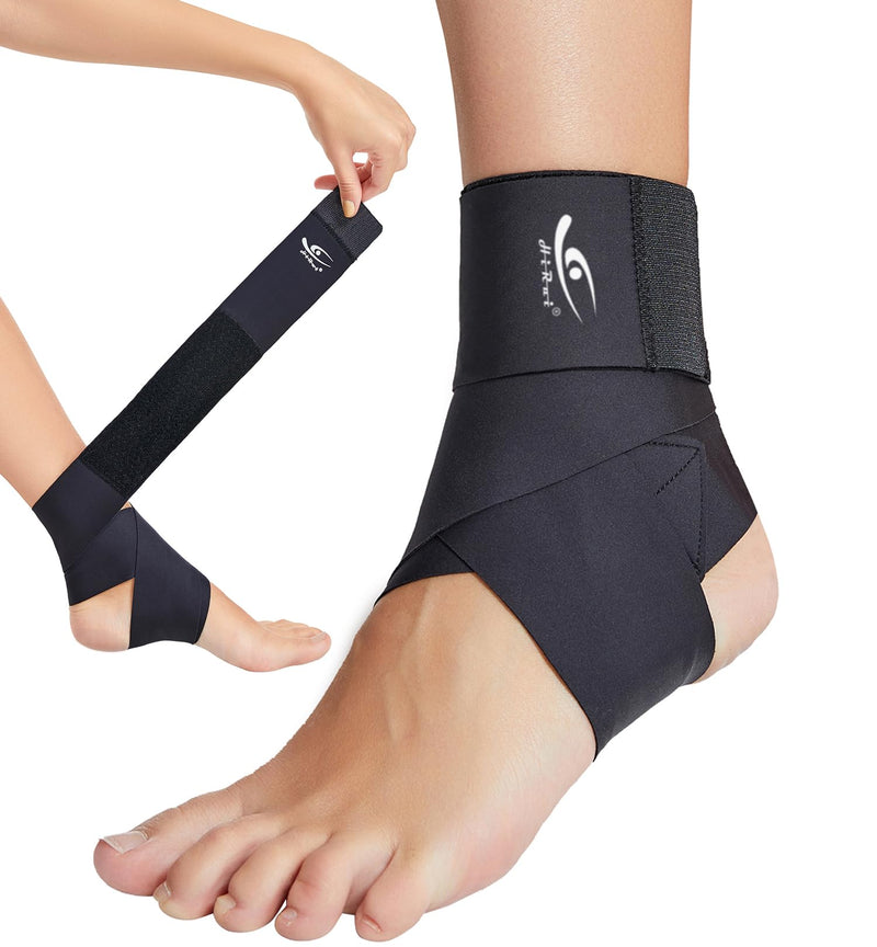 HiRui Ultrathin High-Elastic Ankle Wraps Ankle Brace for Men Women Kids, Adjustable Ankle Straps for Running, Football, Basketball, Sprains, Arthritis, Plantar Fasciitis (Black, Medium (Pack of 1)) Black Medium (Pack of 1) - BeesActive Australia