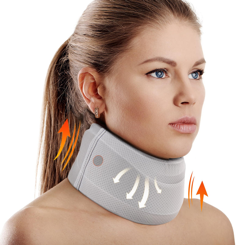 Neck Brace for Neck Pain and Support, Soft Neck Support Relieves Pain & Pressure in Spine for Women & Men, Wrap Align Stabilize Vertebrae Foam Cervical Collar for Sleeping (Grey, M, 3.5" Depth Collar) Grey M, 3.5" Middle Height - BeesActive Australia