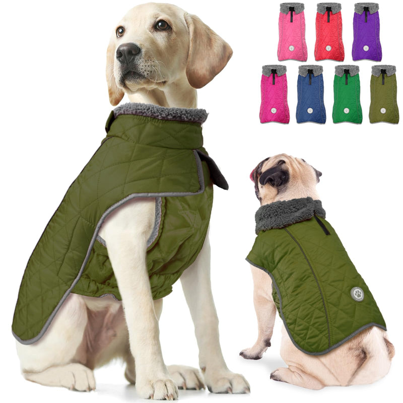 Fragralley Dog Coat, Waterproof Windproof Dog Winter Coat, Reflective Dog Cold Weather Coats with Harness Hole, Dog Warm Fleece Jacket Vest for Small Medium Large Puppy Clothes, Ideal Dog Gifts X-Large Olive - BeesActive Australia