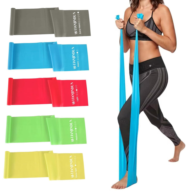 5 Pcs Professional Resistance Bands. Latex-Free, Elastic Band, Work Out Bands, Stretch Bands for Working Out Women or Men, Exercise Bands Set for Physical Therapy, Yoga, Pilates 4.9FT 5 Colour Set