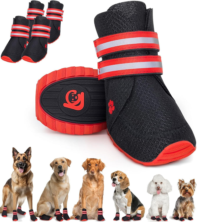 Breathable Anti-Slip Dog Shoes for Small, Medium & Large Dogs - x4 Dog Boots for Summer Hot Pavement, Hiking, Rain, Heat & General Paw Protection 75 - BeesActive Australia