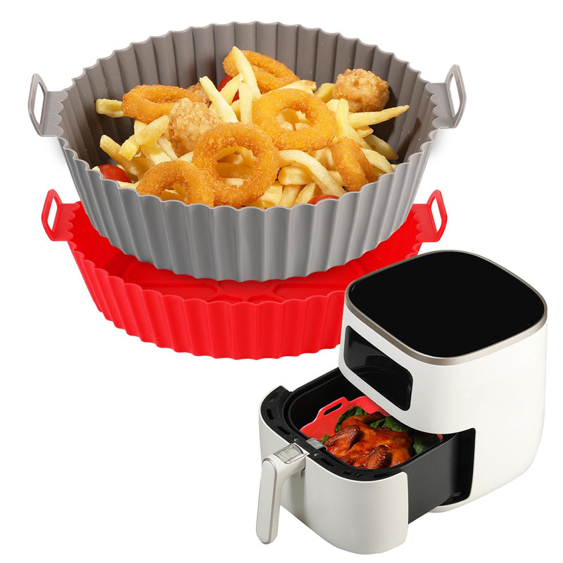 Foopama Air Fryer Silicone Liners, Pot 2 Pcs Reusable Non-Stick Air Fryer Basket Bowl Fit 2-5QT Air fryer Baking Replacement of Flammable Parchment Paper(6.5 Inch) Silicone-Round 6.5inch-2PCS - BeesActive Australia