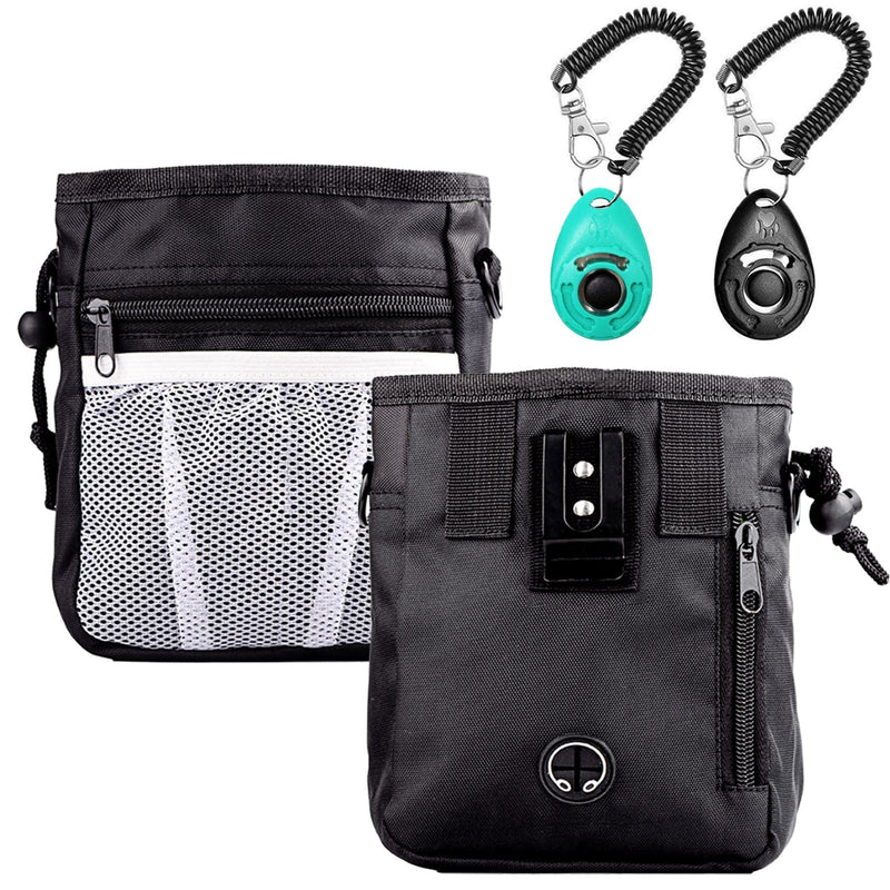 STMK Dog Treat Pouch Dog Clicker Training Kit, Dog Training Treat Pouch Dog Clicker for Training, 3 Ways to Wear Easily Carries Treat Pouches for Pet Training (Black) Black - BeesActive Australia