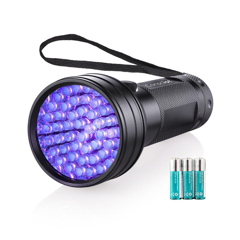 UV Flashlight Black Light, Consciot 51 LED 395nm Ultraviolet Blacklight, Portable Torch Light Pet Urine Detector for Dog/Cat Urine, Dry Stains, Bed Bug, Resin Curing, Matching with Pet Odor Eliminator 1 Pack - BeesActive Australia