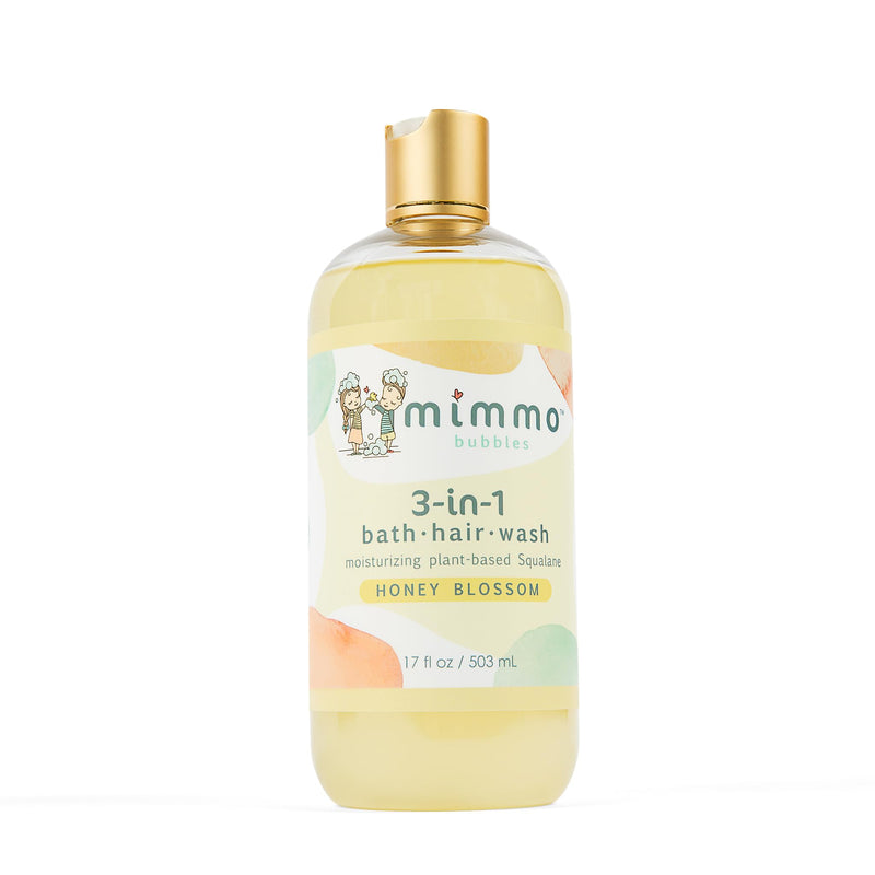 Mimmo Bubbles Moisturizing 3-in-1 Bubble Bath, Shampoo & Body Wash with Organic Aloe & Shea Butter, plus Plant-Based Squalane - Gentle for All Ages with Sensitive Skin - Vegan & Hypoallergenic 17 oz - BeesActive Australia