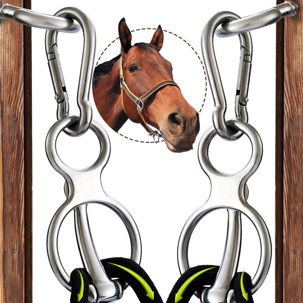 2PCS Horse Tie Ring, Safe Tie Horse Supplies, Humane Way Tie Ring, Magnetic Ring for Tying and Retracting, Helps Horse Pull Back and Releases Stress from The Horse 2-Packs