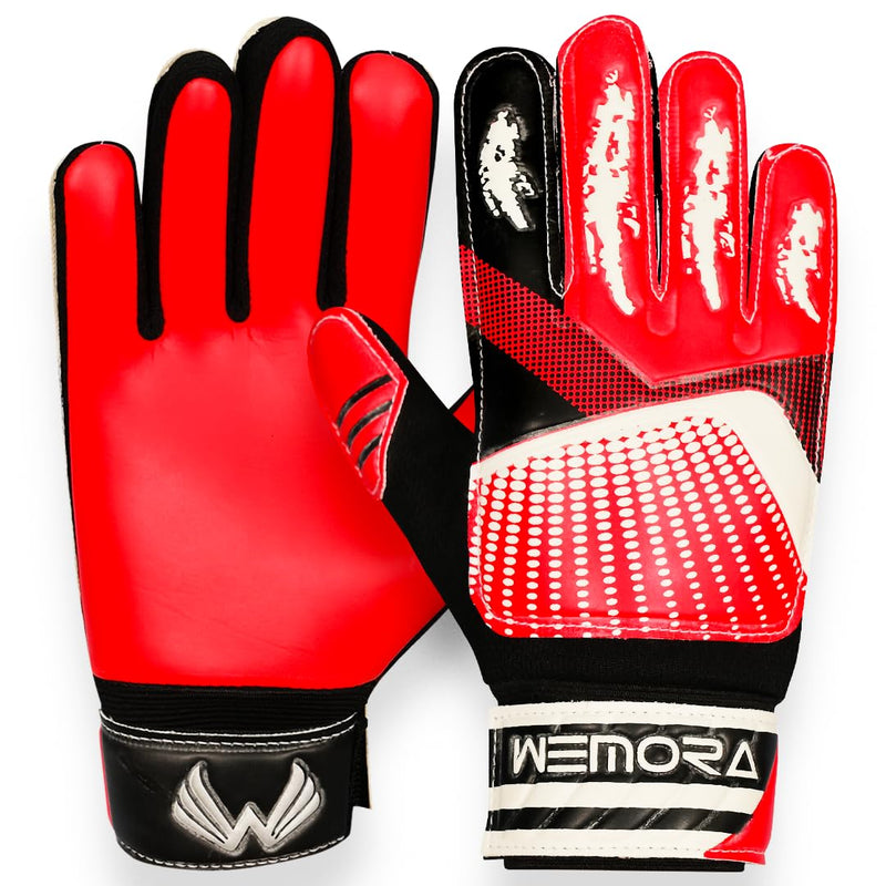 WEMORA Soccer Goalie Gloves for Kids Youth Junior Boys 4mm Anti Slip Latex Palm Grips Football Goalkeeper Gloves Red Size 5 suitable for 9 to 12 years old Ambidextrous - BeesActive Australia