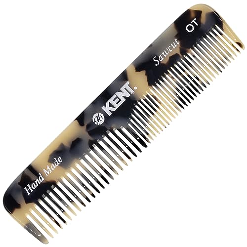 Kent OT TW Pocket Comb - Handmade Fine and Wide Tooth Hair Comb for Men, Women, and Kids - Travel, Beard, and Mustache Comb - Saw Cut and Hand Polished Made in England 2 Pack White Tokyo