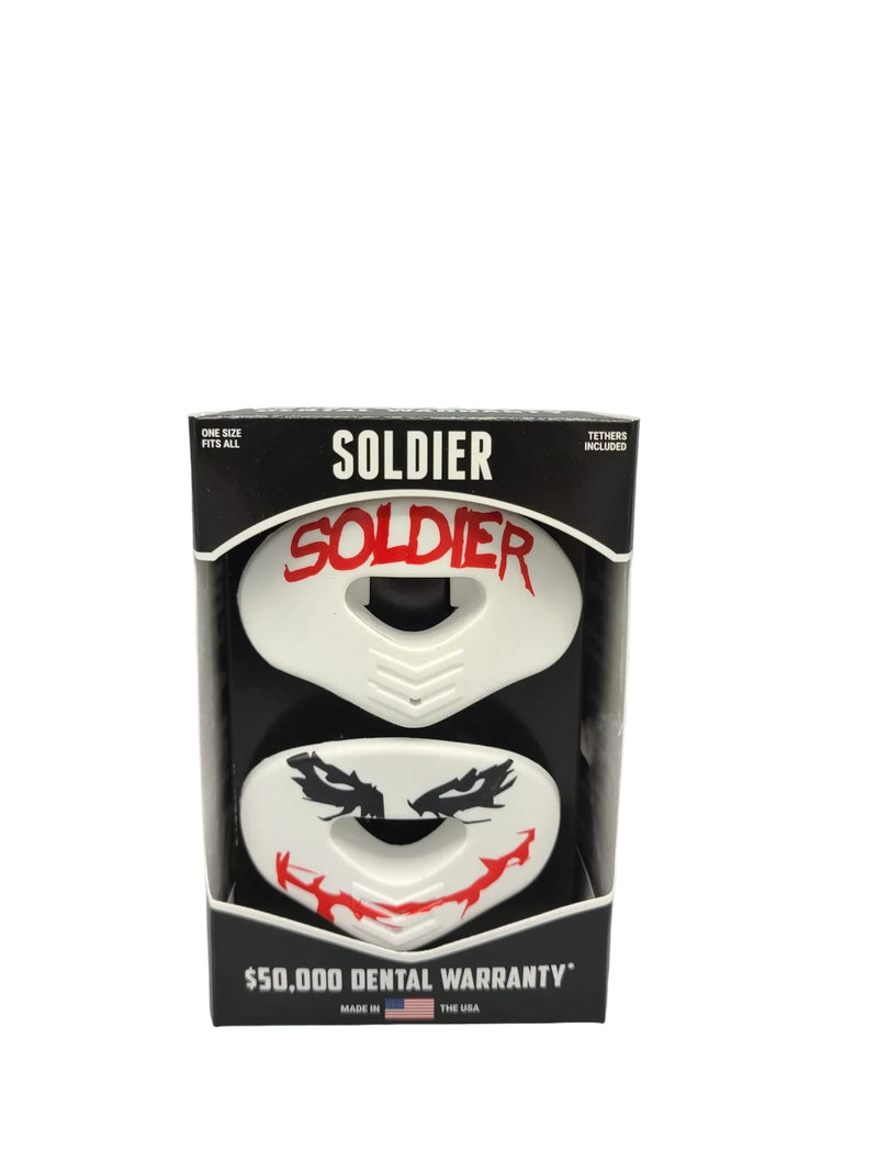 Soldier Joker Lip Protector Mouth Guard - OSFA, Works with Braces, Includes Helmet Straps, No Fitting Required, Football Mouthguard - BeesActive Australia