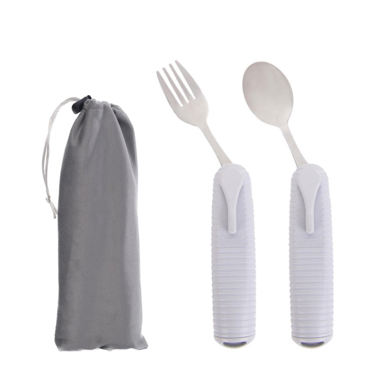 Adaptive Utensils Set, Angle Adjustable Arthritis Aid Silverware for Parkinsons, Hand Tremors, with Non-Slip Easy Grip Handle (2 Count (Spoon + Fork)) 2 Count (Spoon + Fork) - BeesActive Australia