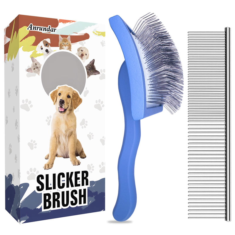 Dog Slicker Brush for Goldendoodles & Golden Doodle Brush for Grooming Kit - Dog Brush for Goldendoodle, Labradoodle, Poodles - Pet Hair Brush for Medium & Long Haired Dogs - Large(Dark Blue) DarkBlue - BeesActive Australia