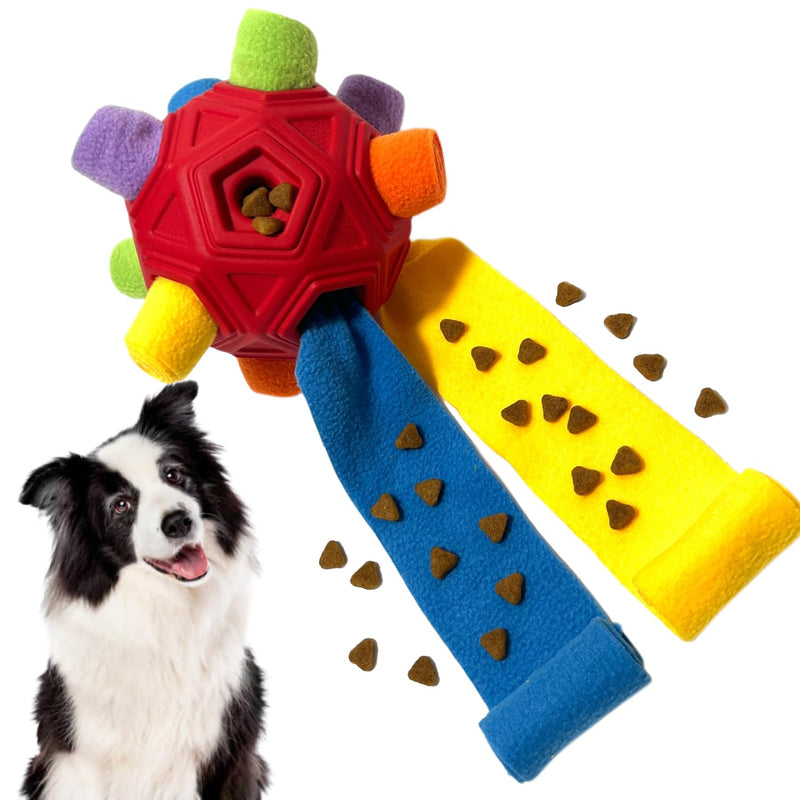 Snuffle Ball for Dog Toys Unbreakable Upgrade Ball Interactive Toy Foraging Snuffle Mat Puppy Treat Dispenser Slow Feeder Dog Puzzle Toys for Small, Medium, Large Pets (Red Rainbow) Red Rainbow - BeesActive Australia
