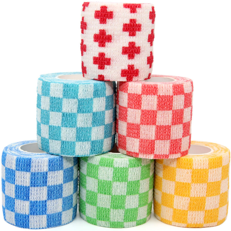 Self Adhesive Bandage Wrap Animal Cohesive Bandage Self Adherent Wrap First Aid Tape for Dogs Cats Horses Birds & Wrist Healing Ankle Sprain (2 Inch Grid Set 6 Rolls) 2 Inch Grid Set 6 Rolls - BeesActive Australia