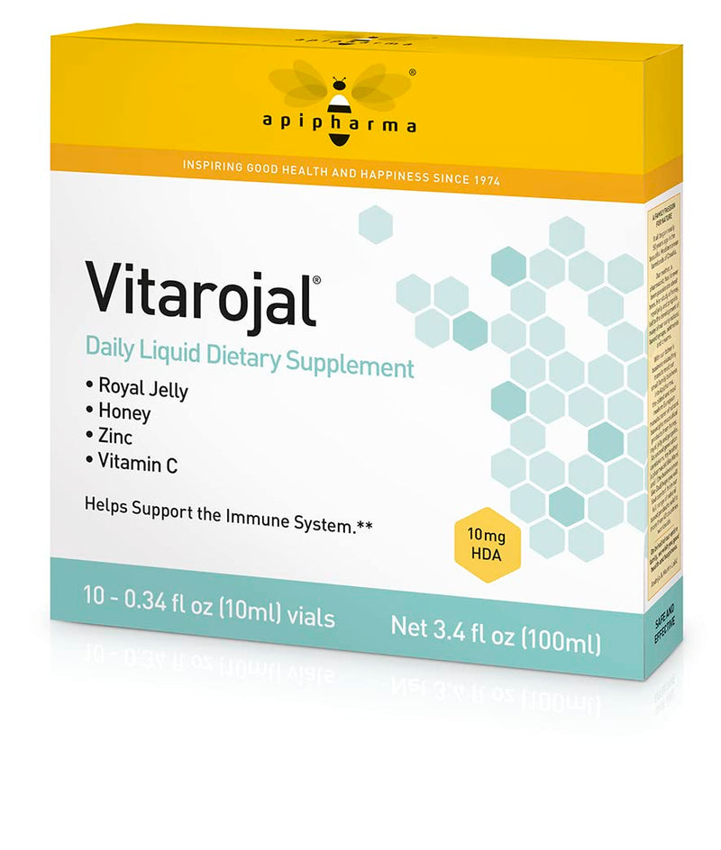 apipharma Vitarojal Royal Jelly - with Honey, Vitamin C, Zinc - Support Your Immune System, & Promotes Natural Energy and Wellness (10 Vials)