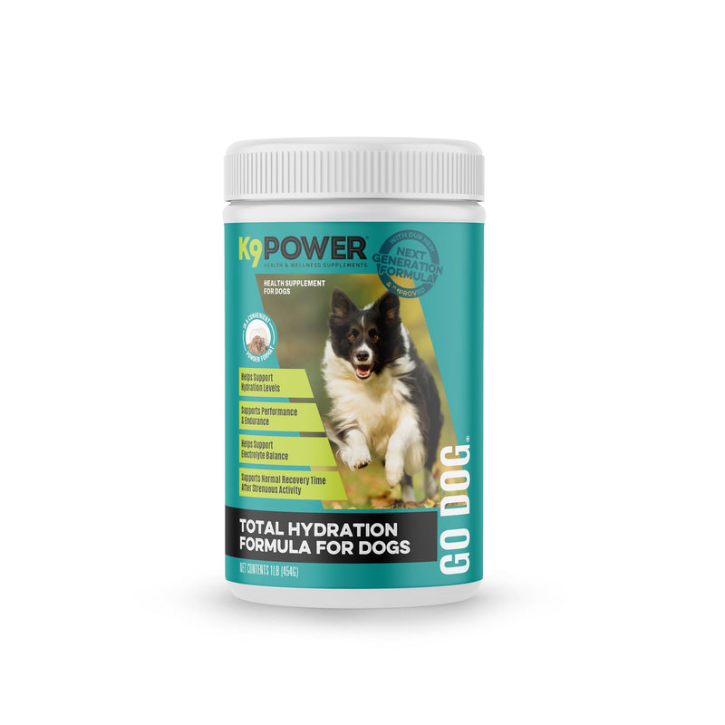 K9 Power Go Dog Hydration & Performance Drink Mix 1 lb - Active Dog Supplement for Muscle Function, Endurance, Recovery, with Electrolytes Support - PawsPlanet Australia