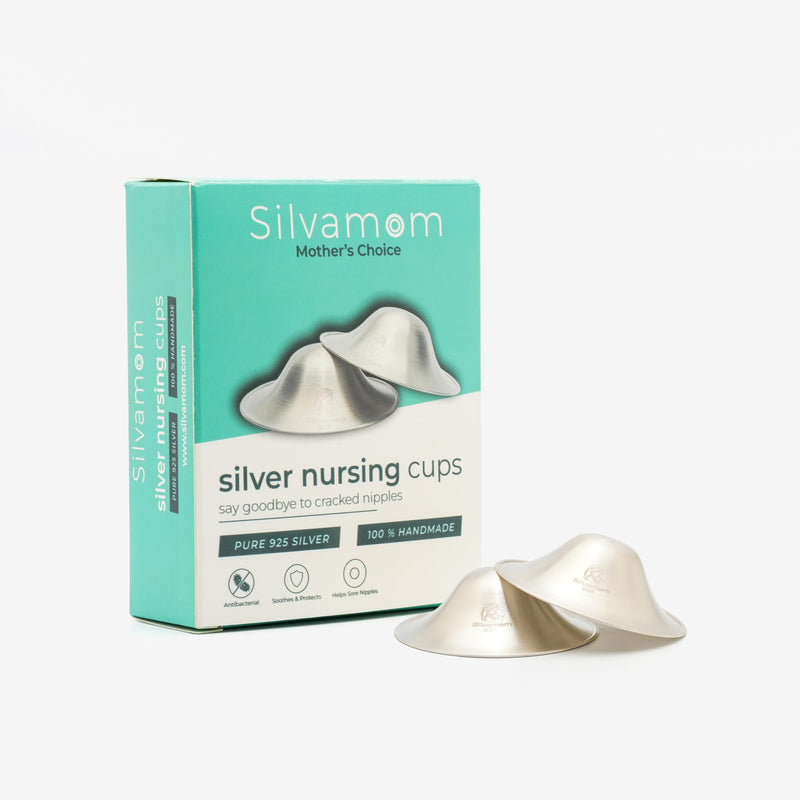 Silvamom® The Original Silver Nursing Cups | Nipple Shields for Nursing Newborn Breastfeeding | 925 Silver | Nickel Free | Newborn Essentials Must Haves | Soothies and Protect (Regular Size) Regular Size - BeesActive Australia