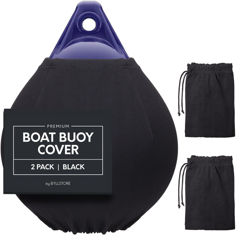 Boat Buoy Covers | 1, 2 & 4-Pack | Black | Diameter x Length: 15″ x 19″ & 17.5″ x 21″ | Polyester (2-Pack & 15″ x 19″) 15″ x 19″ Black | 2-Pack