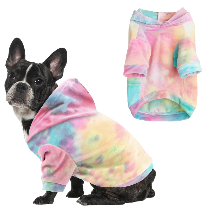 Tie Dye Dog Hoodie Puppy Sweater Sweatshirt, Cold Weather Coat Pet Clothes for Dog Cat Multicolor-02 Medium - BeesActive Australia