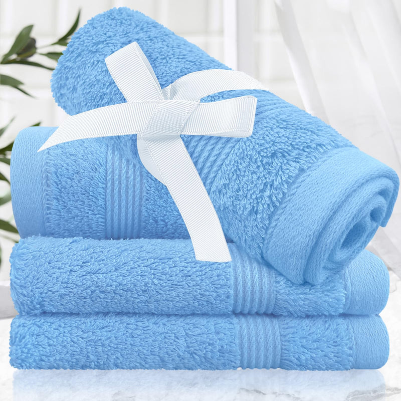 VOOVA & MOVAS Wash Cloths for Your Face and Body,4 Pack (13x13 Inches 650GSM), Blue Washcloths - 4PC - BeesActive Australia