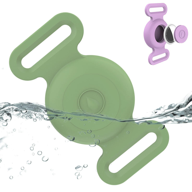 Waterproof Airtag Dog Collar Holder Compatible with Apple AirTag, Silicone Waterproof Air Tag Case for Dog Collar, Anti-Lost AirTag Holder for Pet Cat Dog GPS Tracker (Green) Green M - BeesActive Australia