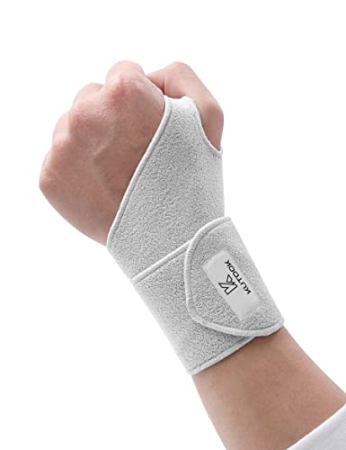 KUTOOK 2 Packs Wrist Wraps Adjustable Compression Strap and Wrist Brace Sport Support for Fitness, Weightlifting, Workout, Training, Gym, Yoga, Pain Relief, Fit for Men and Women Grey