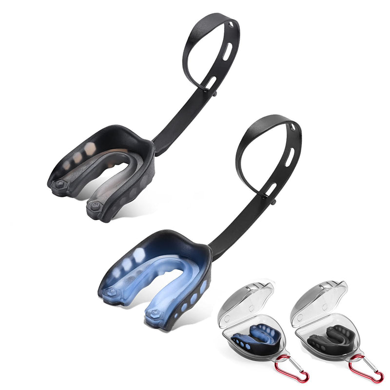 2 Pack Football Mouth Guard Kit, Soft Youth & Adult Sports Mouthpiece with Strap, Carabiner, Carry Case, Professional Sports Mouthguard for Football, Basketball, Lacrosse, Hockey, MMA, Boxing - BeesActive Australia
