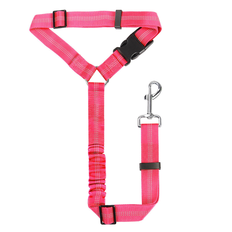 YAOHDAO Dog Seat Belt Harness for Car, Restraint Adjustable with Elastic Bungee Buffer Headrest for Vehicle, 360 Degree Swivel Nylon Pet Safety Seat Belts Car Harness (Pink No Seat Belt Buckle) Pink No Seat Belt Buckle - BeesActive Australia