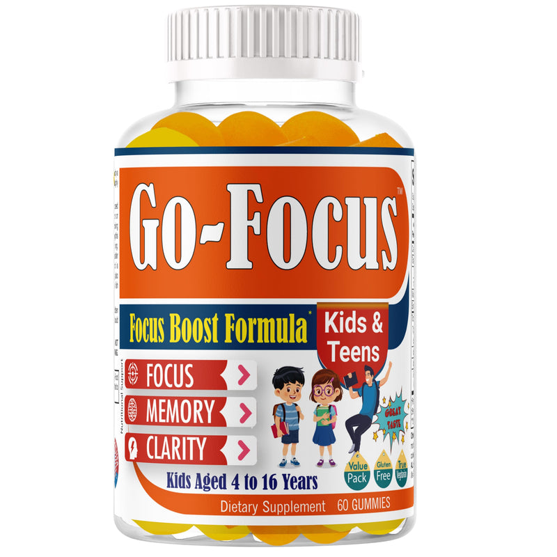 BrightKids Brain Supplements for Memory and Focus, Omega 3 & DHA Focus Gummies for Kids, Memory Booster Focus Supplement for Kids & Teens- Low-Sugar, Natural Fruit Flavor 60 Gummies