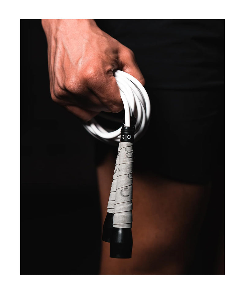 BOXROPE, A Jump Rope Made For Boxing, Tangle-Free, 15% Heavier Than A Normal PVC Rope, Boxer Jump Rope, Adjustable, Includes Grip Tapes For More Grip, Skipping Rope for Boxers, Premium Quality Grey (Up to 6'2ft)