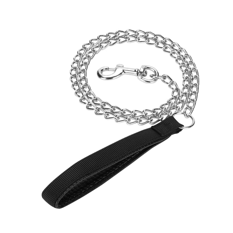 SGODA Metal Chain Heavy Duty Dog Leash, Chew Proof Dog Leash with Soft Handle for Large & Medium Size Pets Walking(4 ft. x 3.0 mm Black) 4 ft. x 3.0 mm - BeesActive Australia