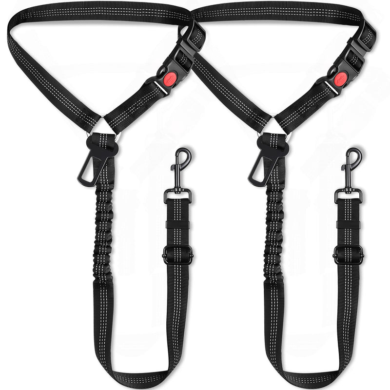 2 Packs Dog Seat Belt for Car, Upgrade 3-in-1 Dog Seatbelt with Adjustable Metal Buckle, Safety Headrest Restraint Dog Car Harness with Elastic Bungee for Small Medium Large Dogs Pet - BeesActive Australia