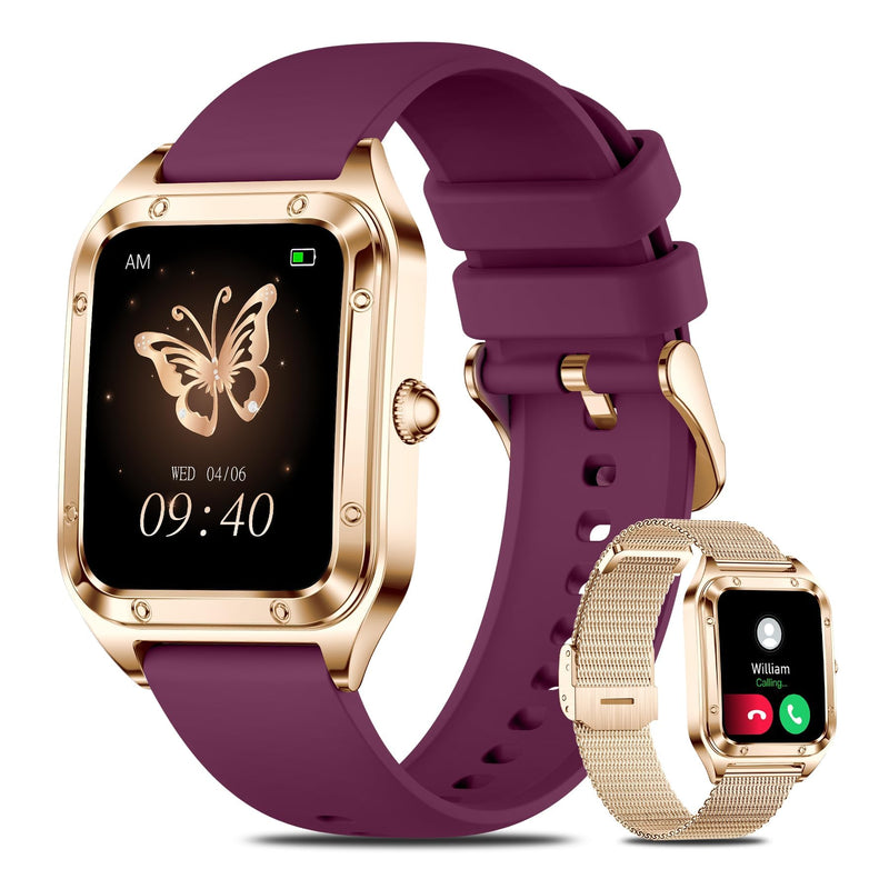 Smart Watch for Women, 1.6'' Bluetooth Call(Answer/Dial), Activity Fitness Tracker with Heart Rate/Sleep Monitor 100+ Sports Pedometer AI Voice, Smartwatch for Android iPhone Compatible (Rose Gold) gold03