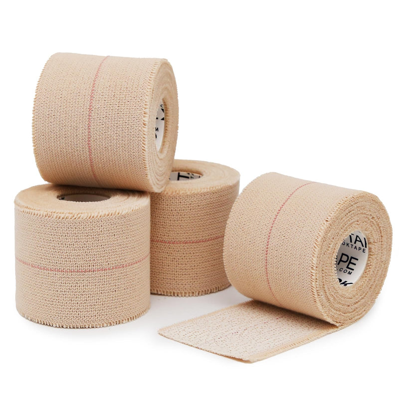 OK TAPE Elastic Adhesive Tape Bandage Tape Wrap - 4 Rolls, Flexible Stretch Bandages for Sports Ankle, Knee and Wrist Sprains (Beige,2 Inch Wide) 2 Inch x 5 Yard Beige - BeesActive Australia