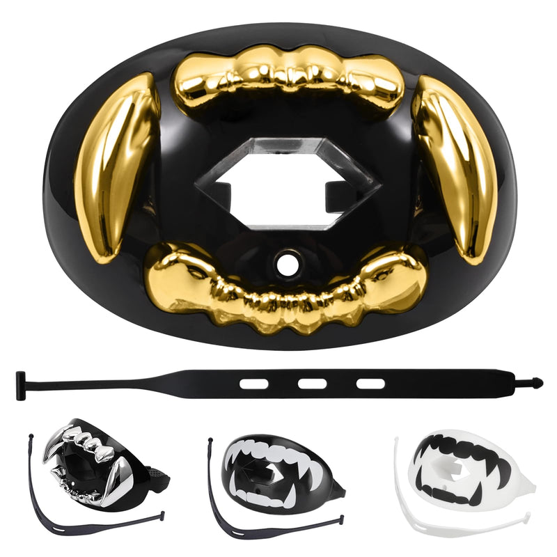 Football Mouth Guard with Strap, Breathable MouthGuard for Youth and Adults, Teeth and Lip Protector Gold Fang - BeesActive Australia