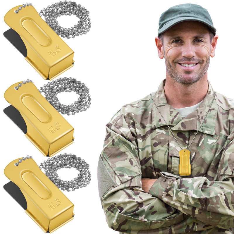 3 Pieces Dog Training Clicker Necklace Signaling Cricket Clicker Brass Pet Training Clicker for Puppy Dogs Cat(Gold) Gold - BeesActive Australia