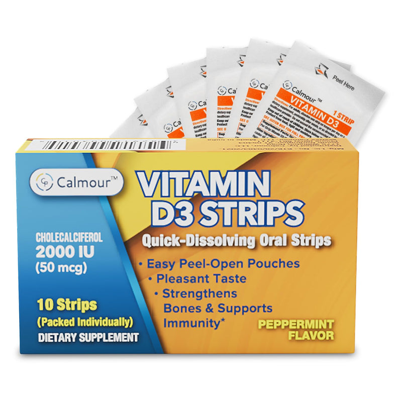Vitamin D3 Strips 10 Pack| 2000 IU Oral Dissolvable D3 Vitamin Strips | Peppermint Flavor Melts on Your Tongue in 30 Seconds | Boost Immunity & Enhance Mental Focus with Vitamin D3 2000 10 Count (Pack of 1)